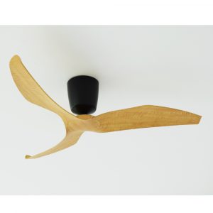Aeratron FR Three Blade 50" Black Canopy - Woodgrain Light DC Ceiling Fan, light adaptable with remote control