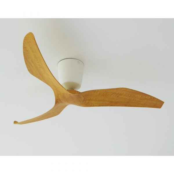 Aeratron FR Three Blade 50" White Canopy - Woodgrain Light DC Ceiling Fan, light adaptable with remote control