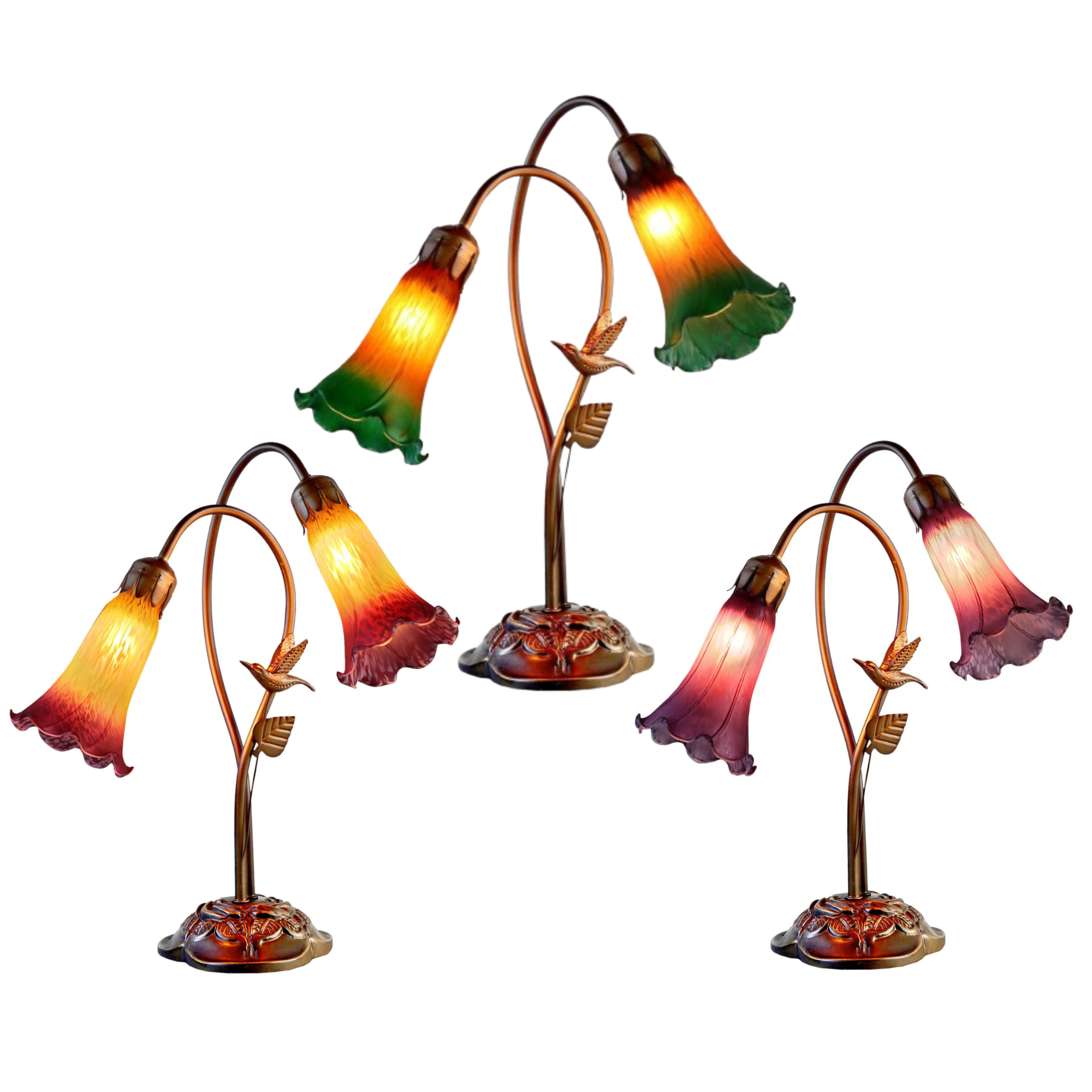 Twin Lily Hummngbird Table Lamp Twin Lily Hummngbird Table Lamp