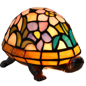 Rose Leadlight Turtle Lamp