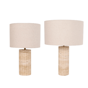 Sagitta Round Beige Travertine Table Lamp