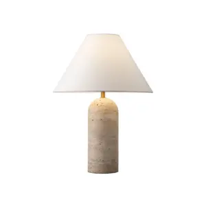 Soren Travertine Table Lamp & Shade